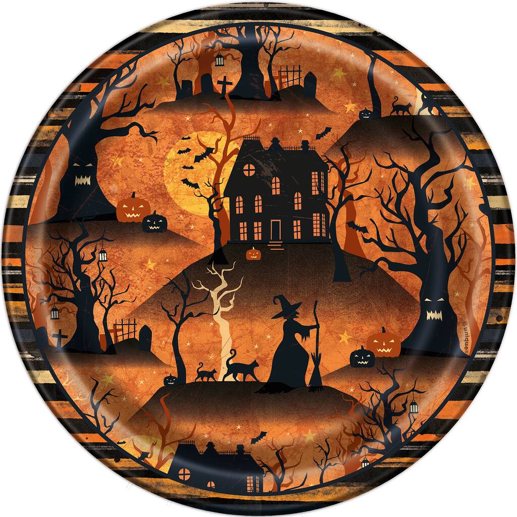 Halloween Paper Cake Plates Full Moon Halloween Party Supplies